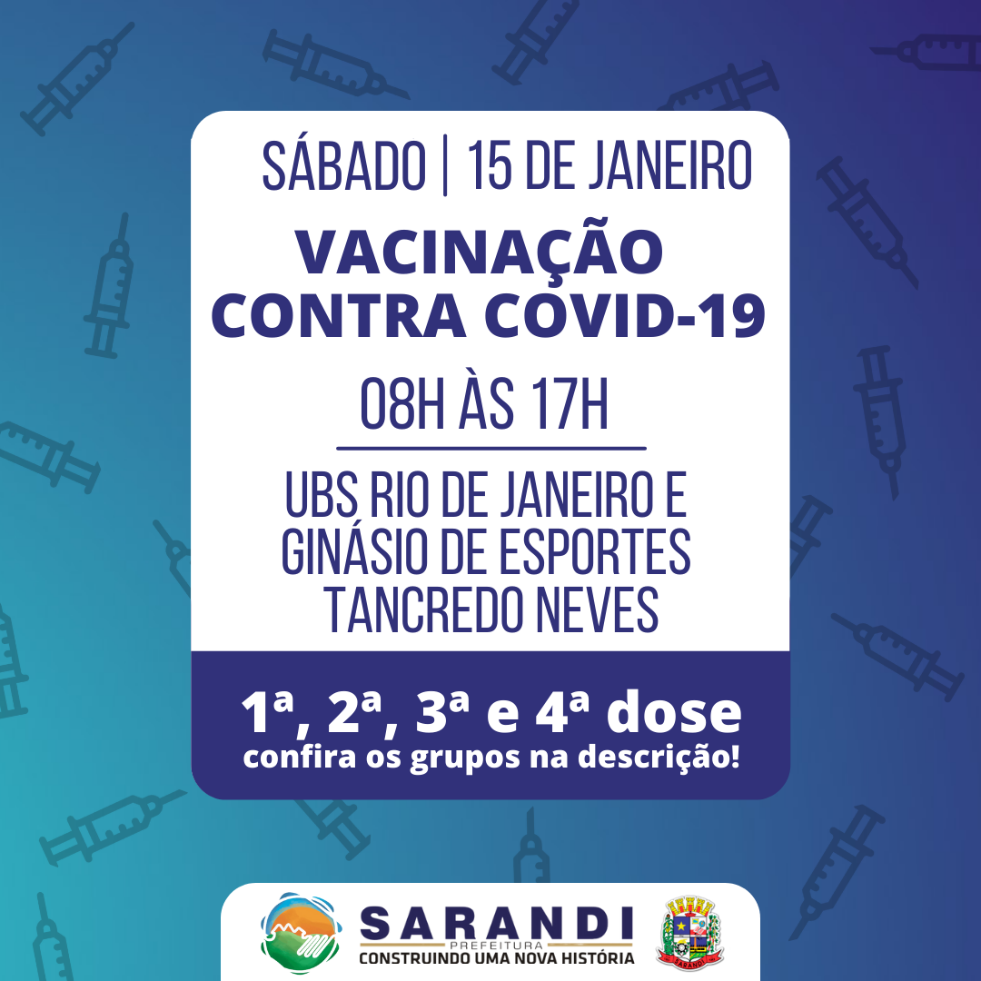 Vacinação contra Covid-19 - Sábado 15/01/2021